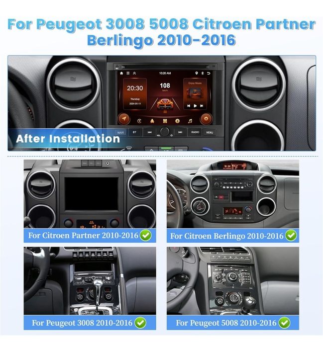 Radio samochodowe HIkity Wi-Fi Android 13 Peugeot 3008/5008  Berlingo