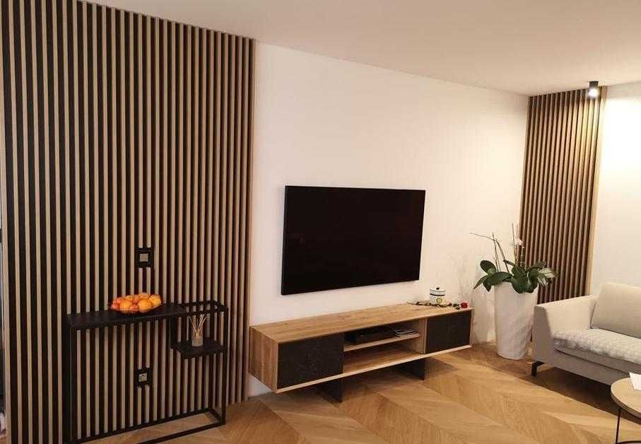 Lamele ścienne na płycie - Panel lamelowy - Naturalne drewno - Nie MDF