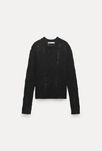 Zara - wełniany sweter ażurowy - S - ripped knit - Alpaka