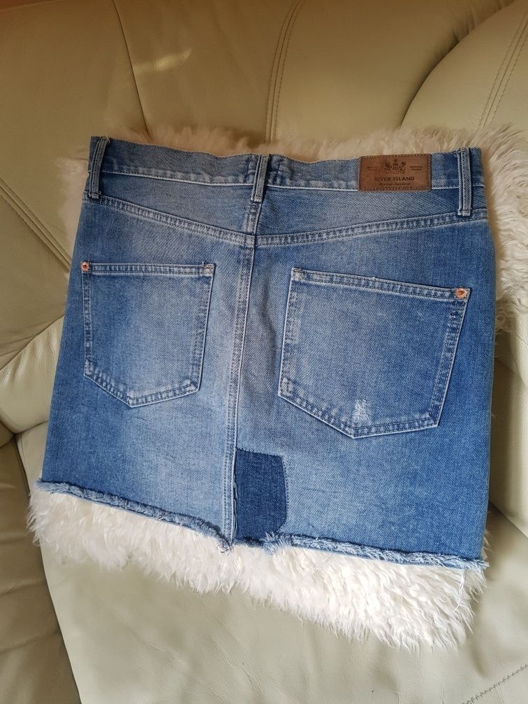 Spódnica spódniczka River Island M jeans jeansowa przetarcia