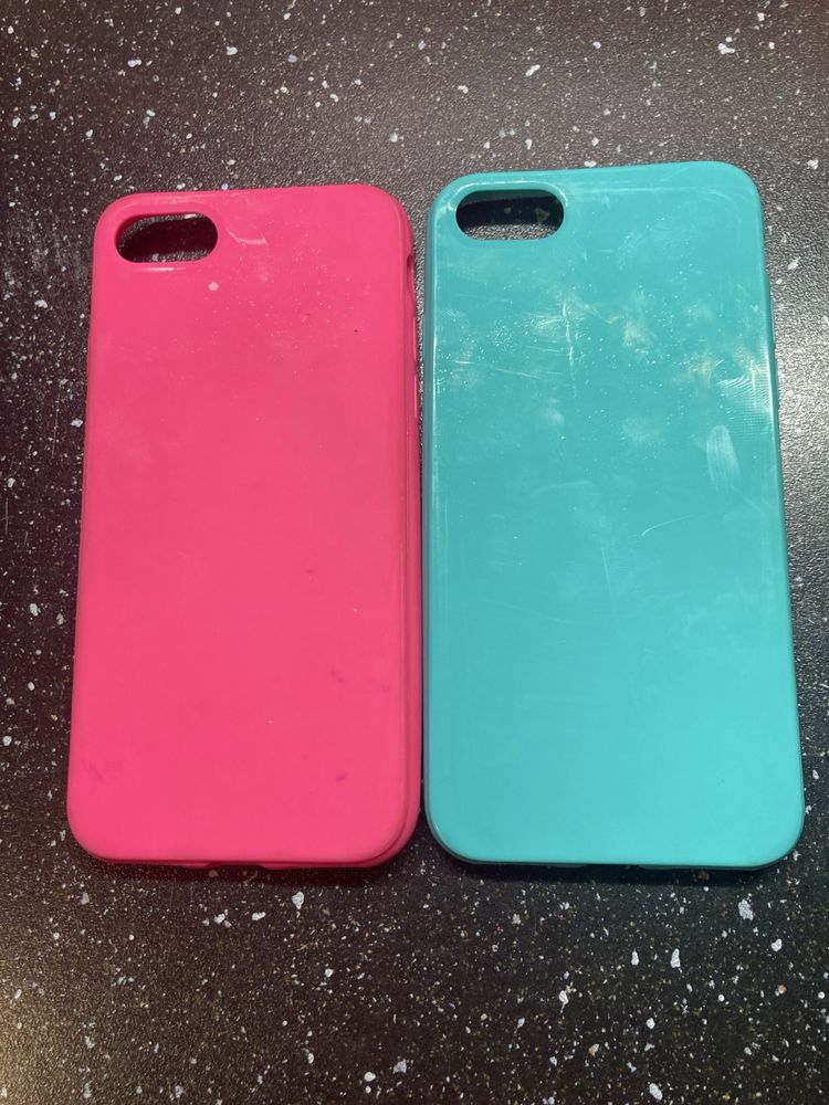 Zestaw 2 etui do iPhone SE 2020 - kwadrat, turkus i róż