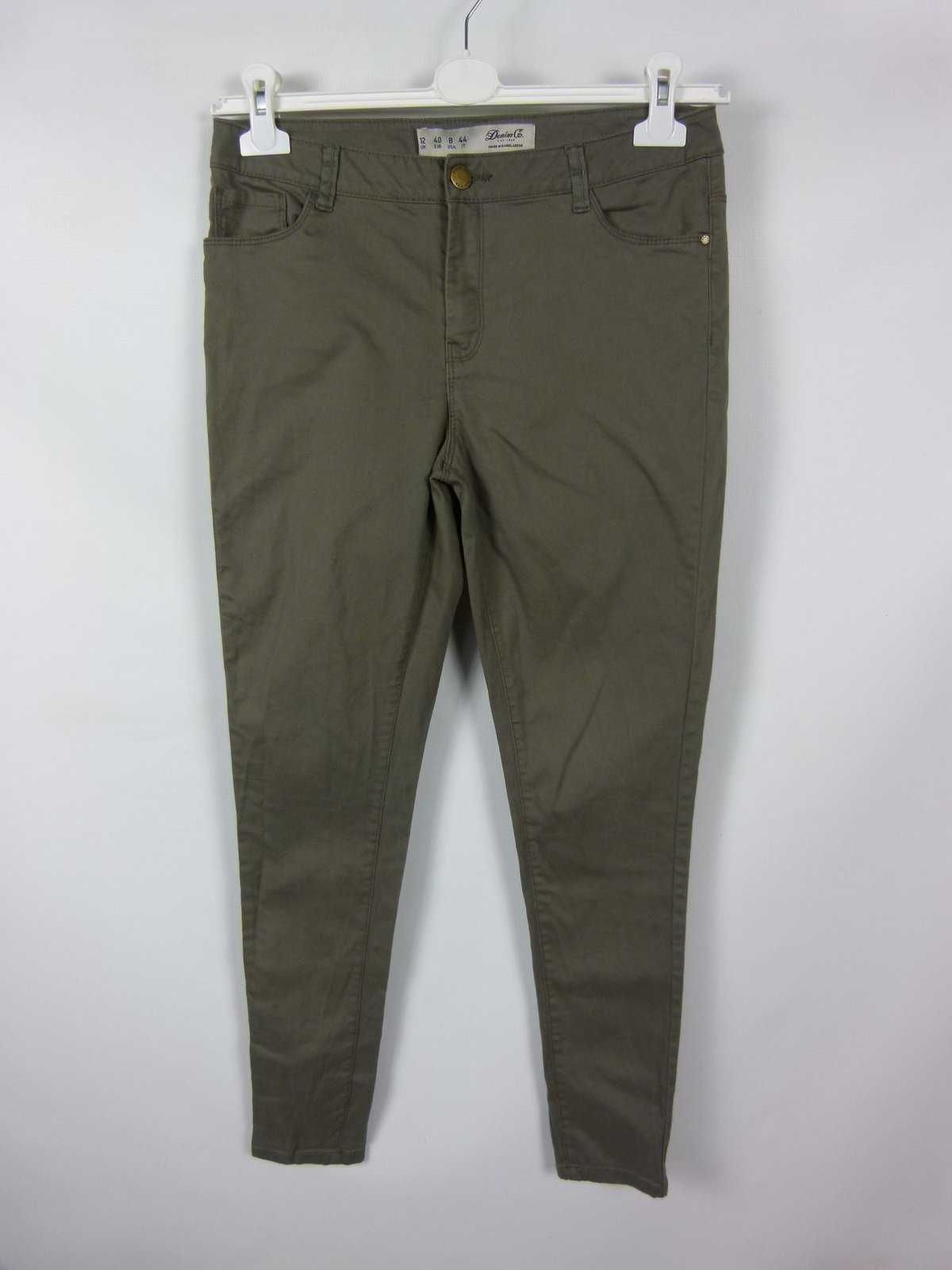 DENIM CO spodnie rurki bawełna elastan khaki 12/40