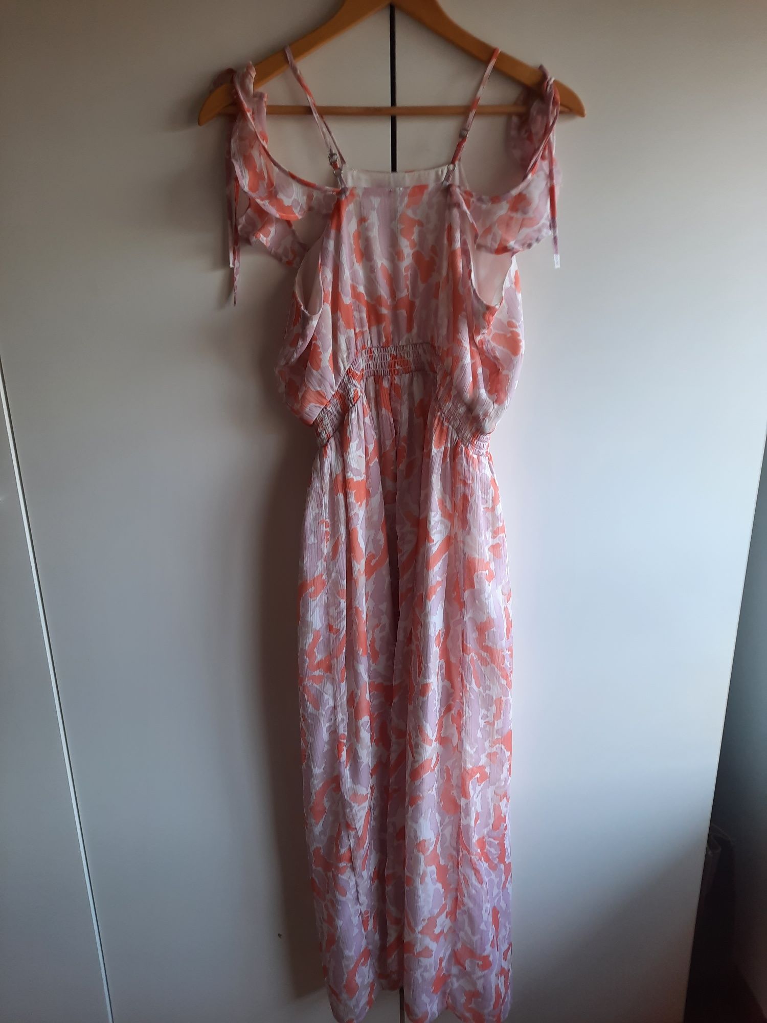 Vestido comprido lilás e coral da Tiffosi