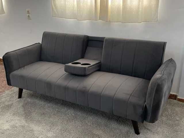 NOVO SOFÁ CAMA CINZA - PORTES GRÁTIS