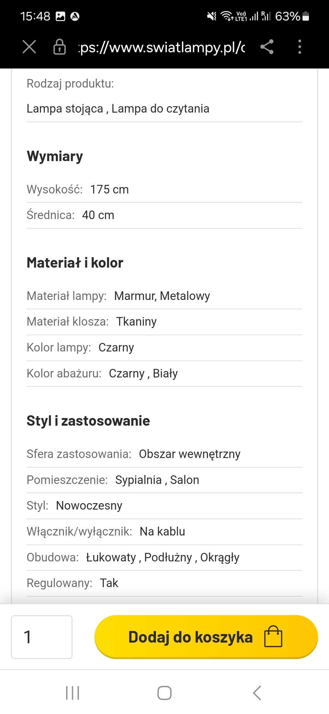 Lampa oświetleniowa stojąca regulowana wysokość
