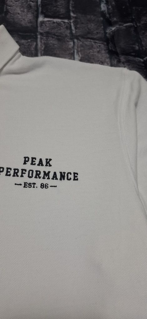 Peak Performance koszulka polo męska, polówka, kołnierzyk logo premium