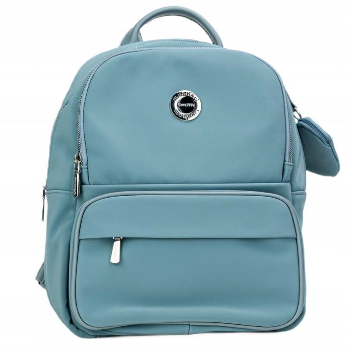 MONNARI Plecak Damski Miejski Regulowany Logo Szelki BAG1930 Niebieski