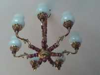 Żyrandol 7 ramion drewno metal z 1990 roku