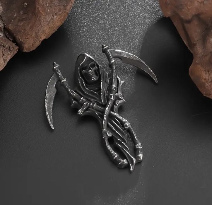 Новий стильний кулон «похмурий жнець» із двома косами, кулон смерть