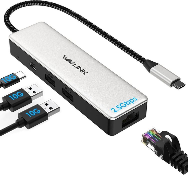 Адаптер WAVLINK USB-C 3 порти 10 Гбіт/с хаб концентратор