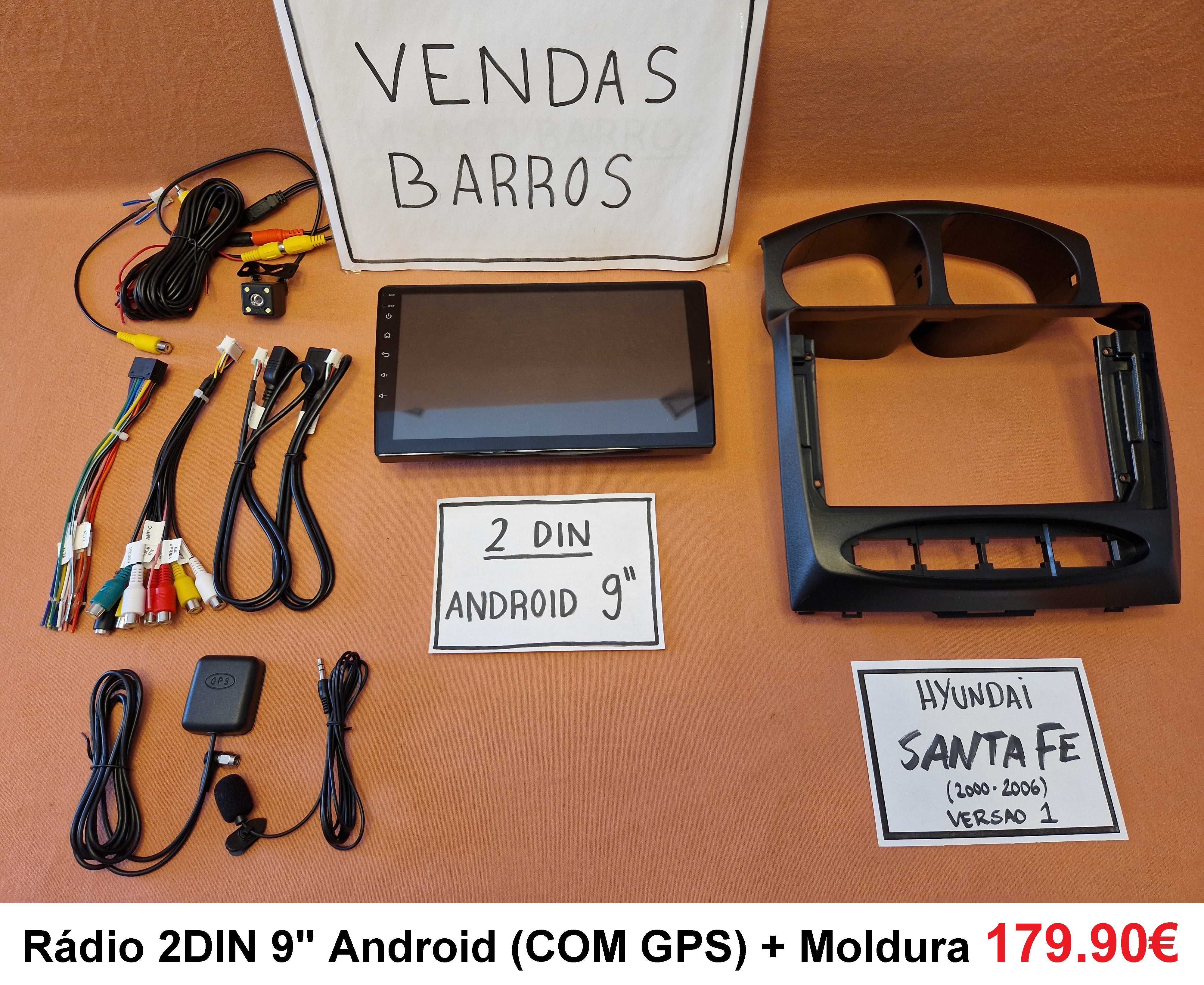 (NOVO) Rádio 2DIN 9" • Hyundai SANTA FE (2000 a 2012) Android [4+32GB]