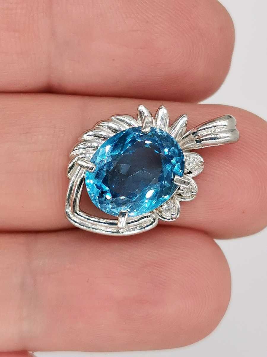 wisiorek platyna 900 topaz diamenty brylanty 5,75 g certyfikat