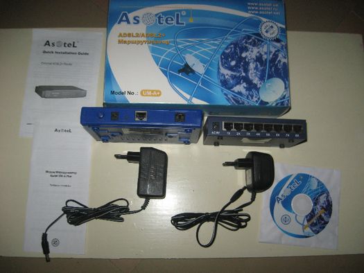 Модем Asotel UM-Aplus с коммутатором Switch Asotel Vector 1808