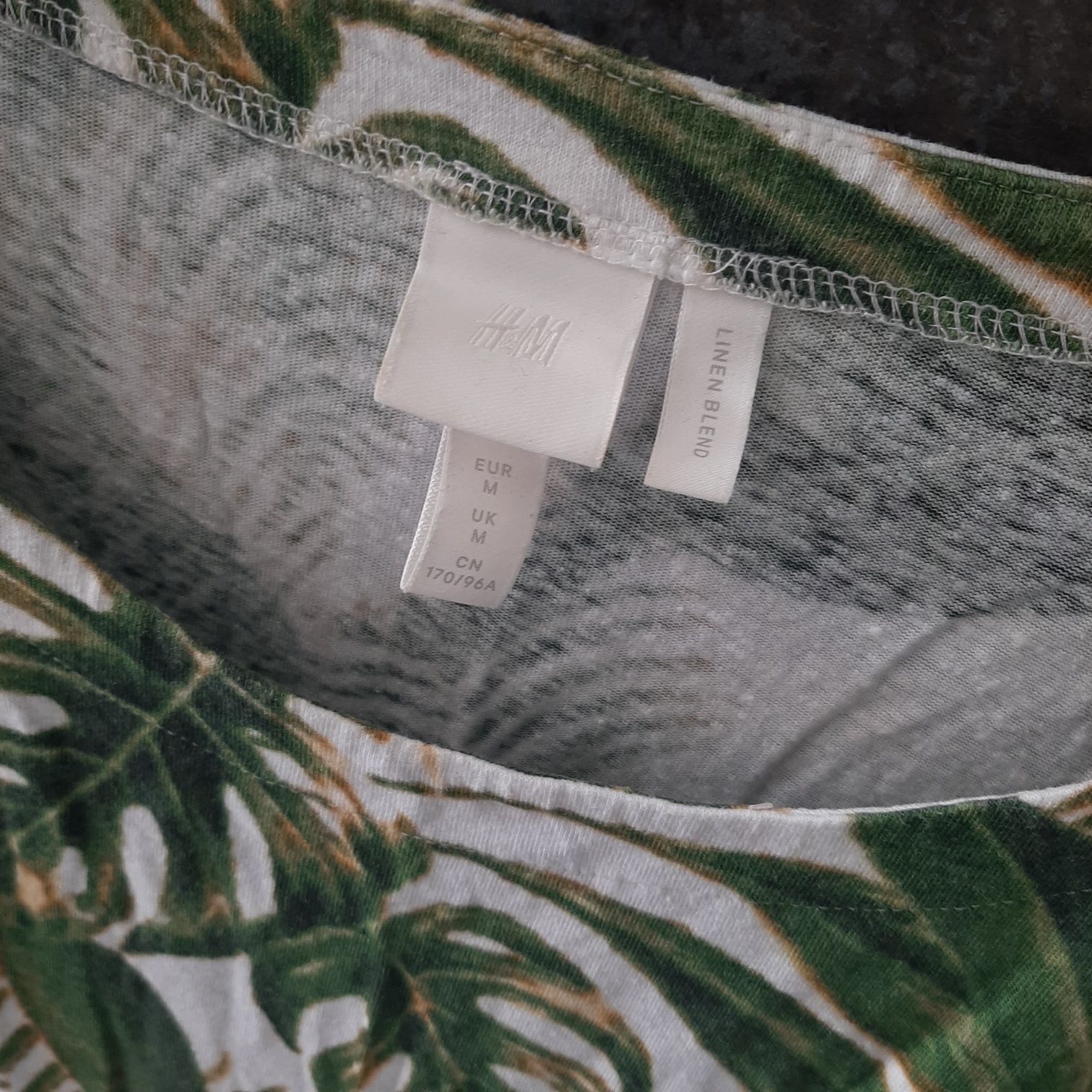 Sukienka hm h&m liście 38 M tropic 40 L len