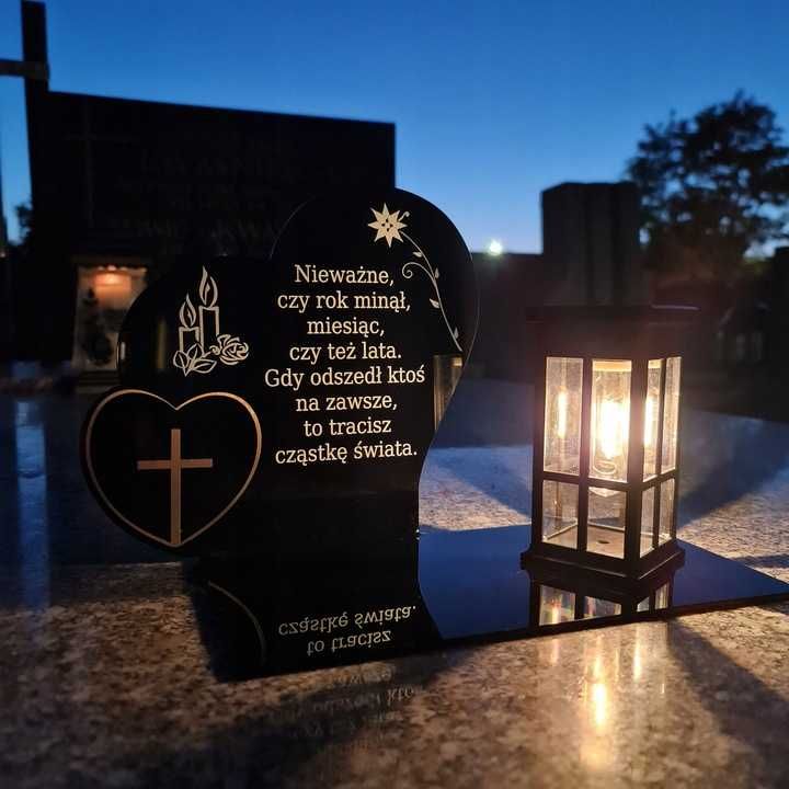 Solarny znicz led statuetka na cmentarz grób duża