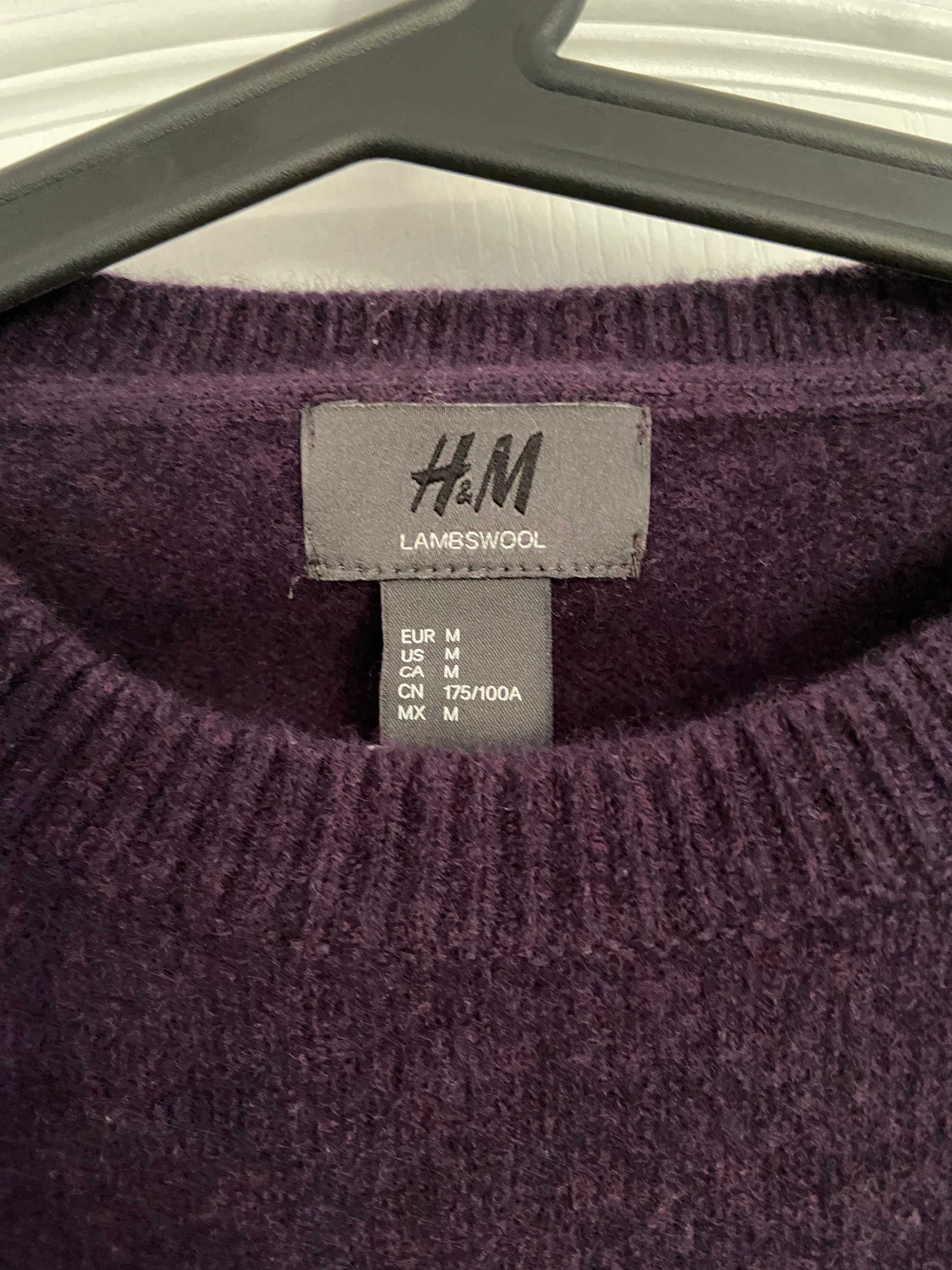 Fioletowy sweter H&M z owczej wełny