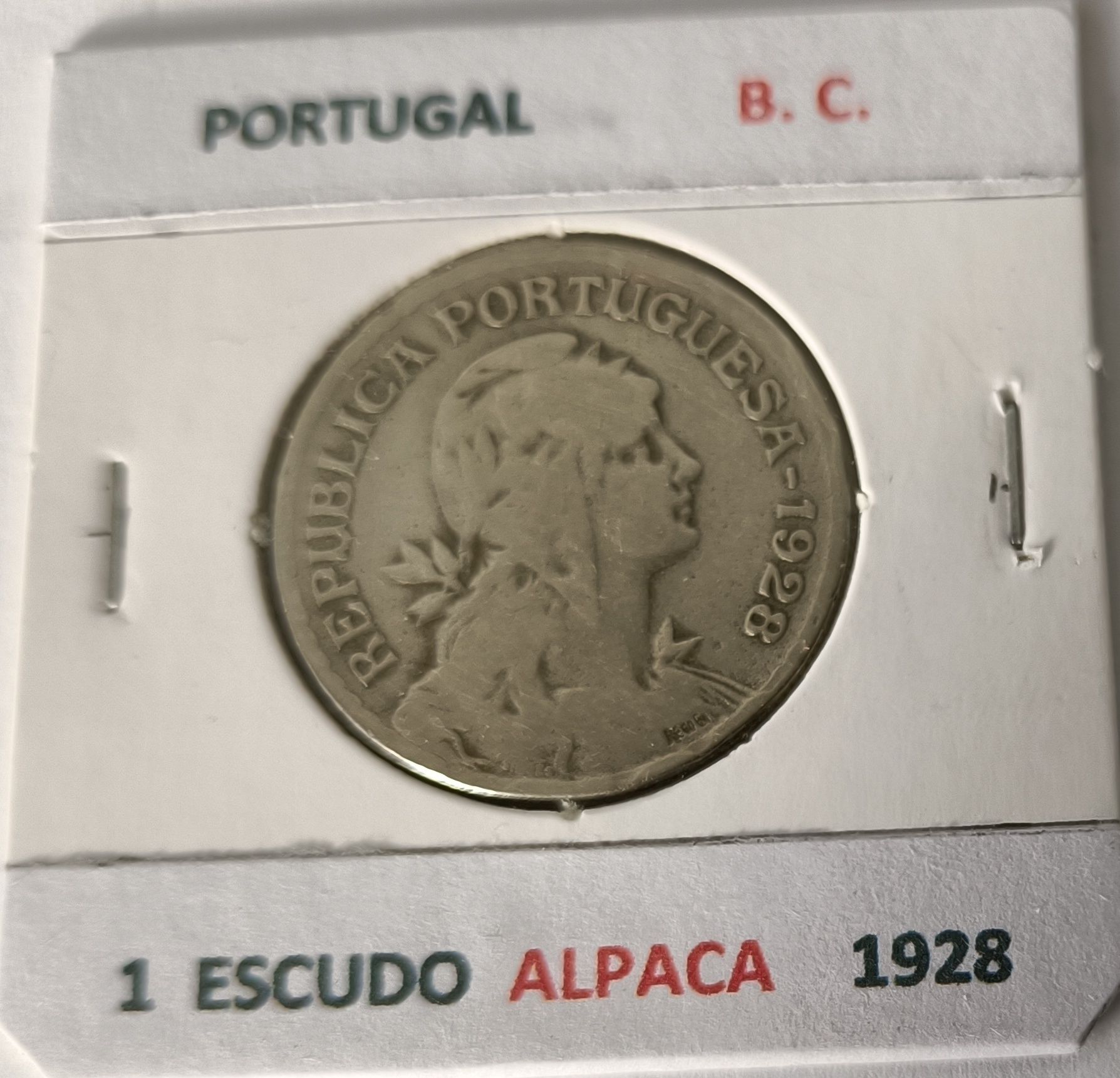 Moedas de 1 escudo da segunda República Portuguesa  ( Alpaca )