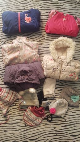 Kurtki zimowe dla dziewczynki ZESTAW 5 kurtek + czapki