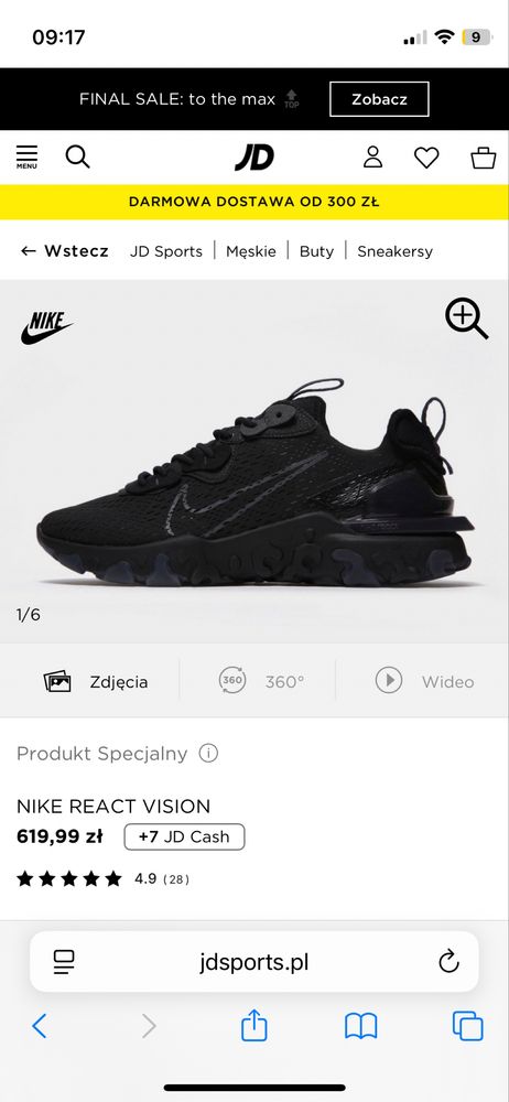 Buty nike react vision