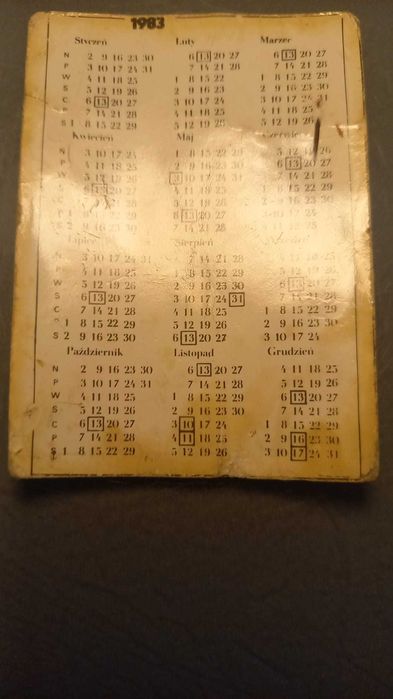 Kalendarzyk z Wałęsą z 1983 r. PRL.