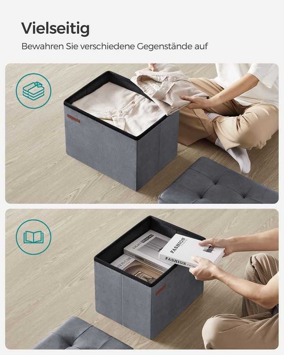 Ławka / pufa z pojemnikiem – aksamit, schowek, elegancja