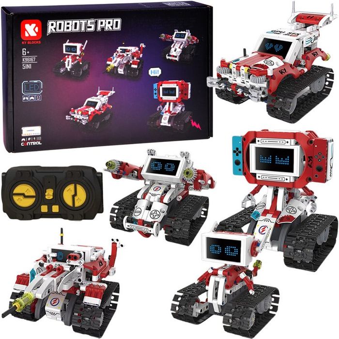 Klocki Techniczne Robots Pro 5w1 Zestaw z Pilotem i Ekranem LED
