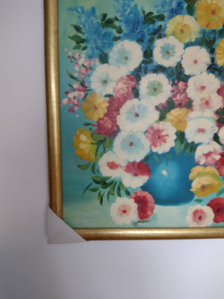Obraz na płótnie kwiaty w wazonie 65/55 cm