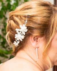 Ozdoba ślubna na włosy srebrna z perełkami