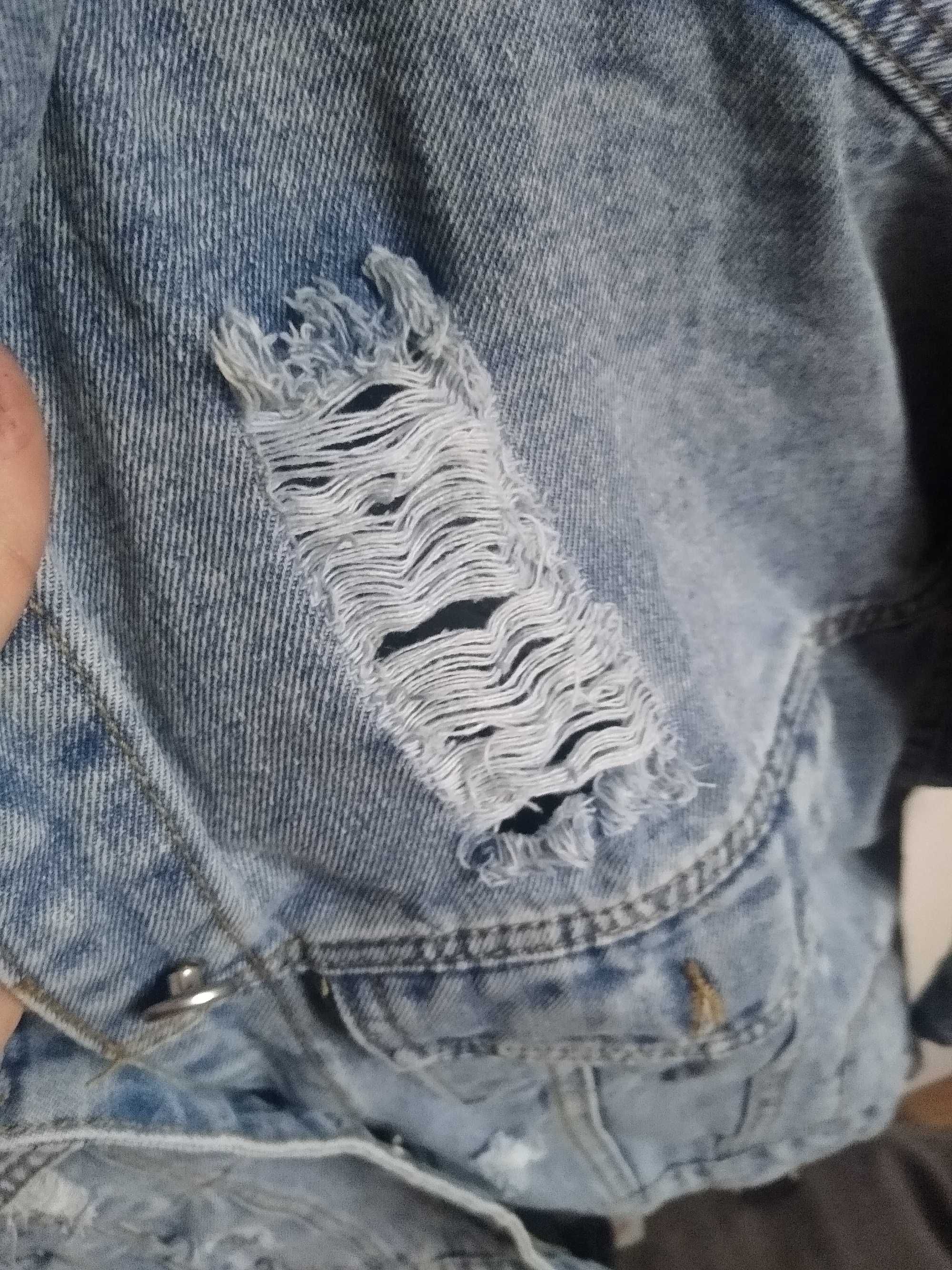 Kurtka jeansowa xl z perełkami