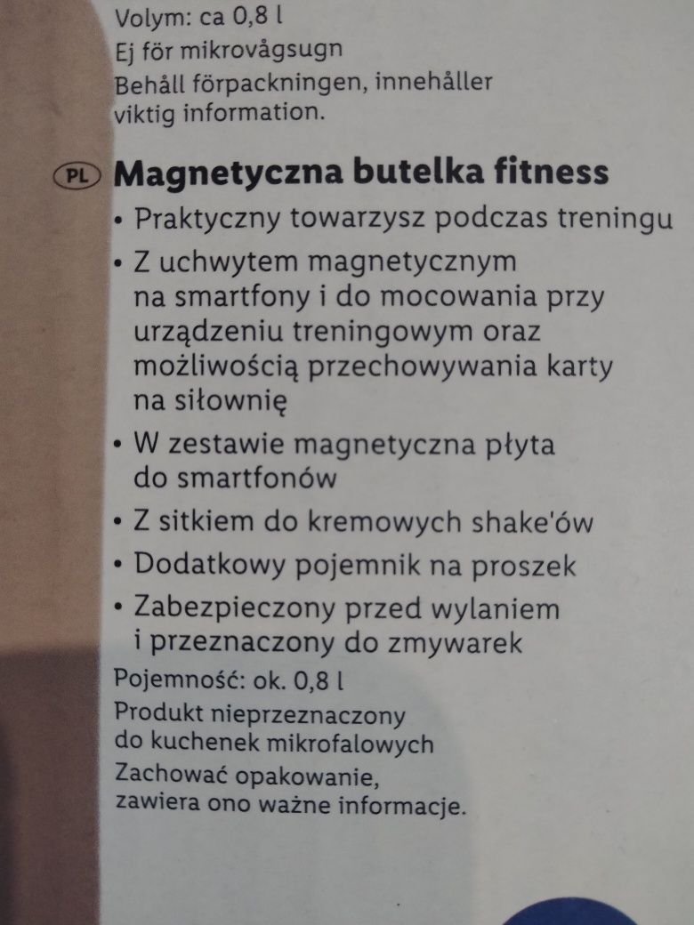 Butelka bidon fitness magnetyczna