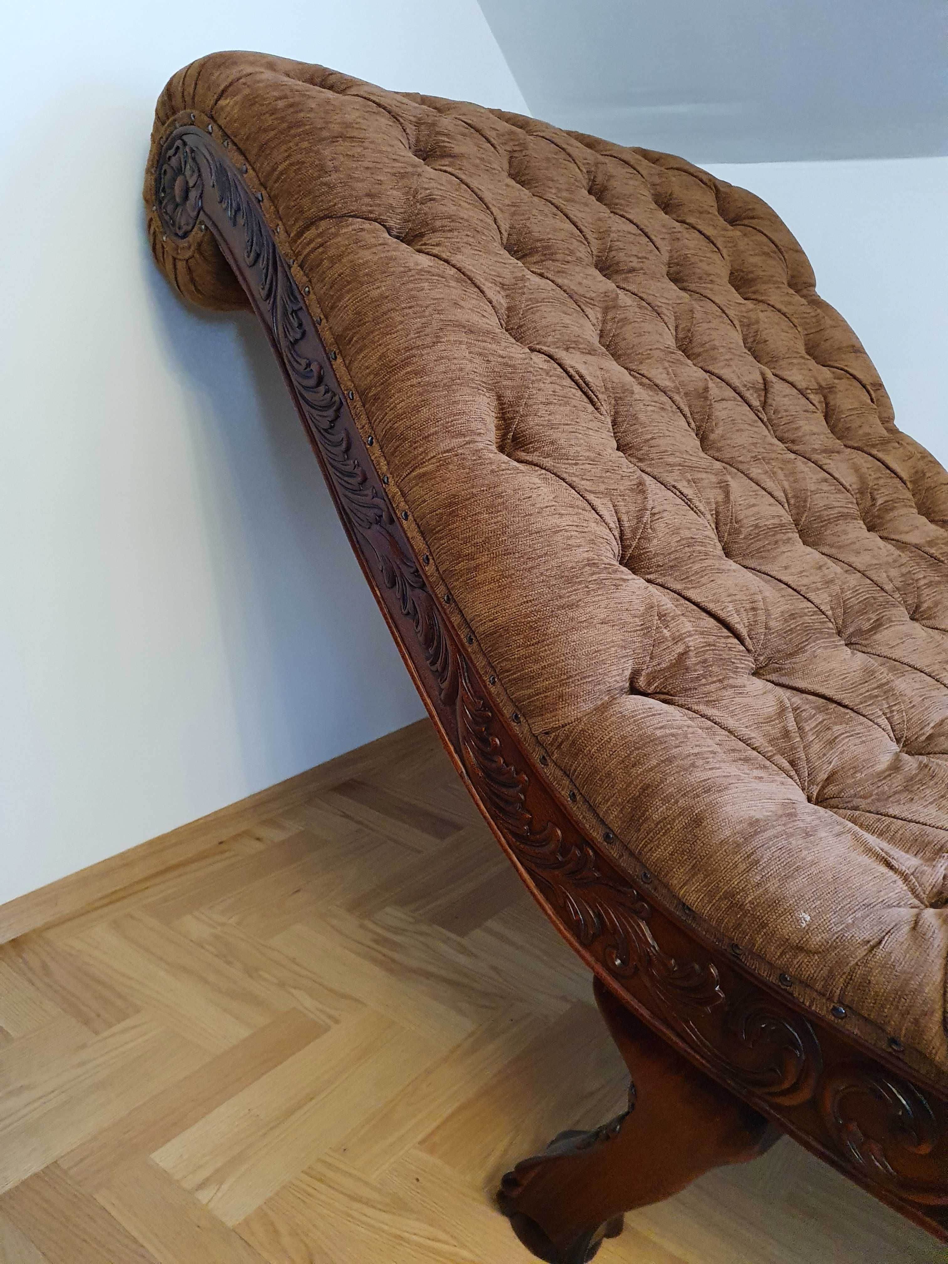 Designerski brązowy i bardzo duży szezlong