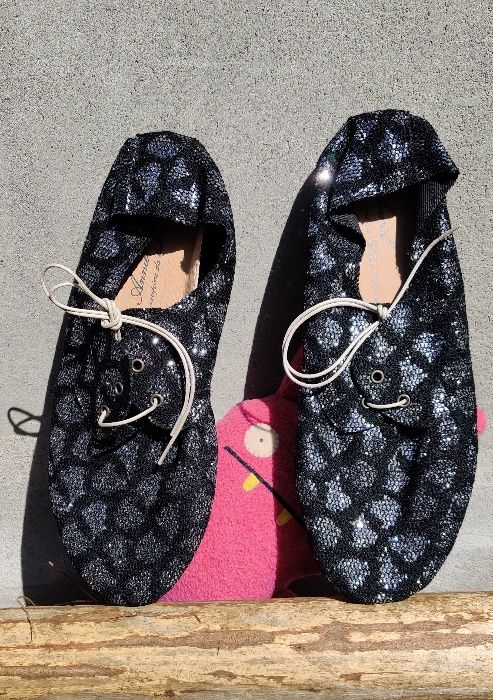 Anniel 39 nowe buty czarne srebrne oksfordy