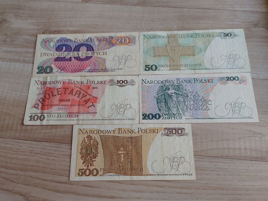 Banknoty PRL 20 zł - 500 zł - zestaw. Gratis. Okazja.