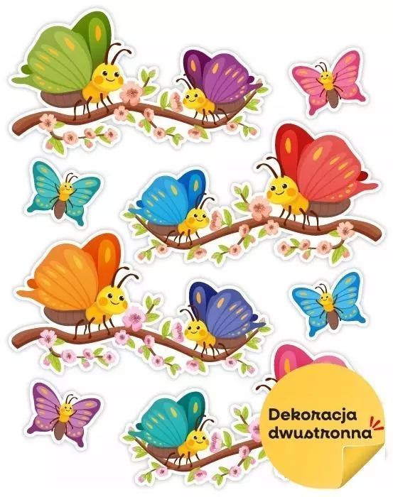 Dekoracja wiosenna - Motylki na gałęzi 8el. LearnHow