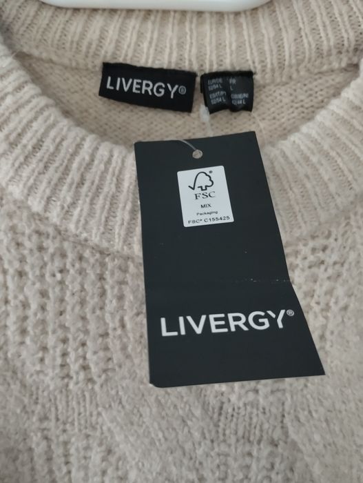 Nowy sweter męski Livergy splot beż szary kremowy