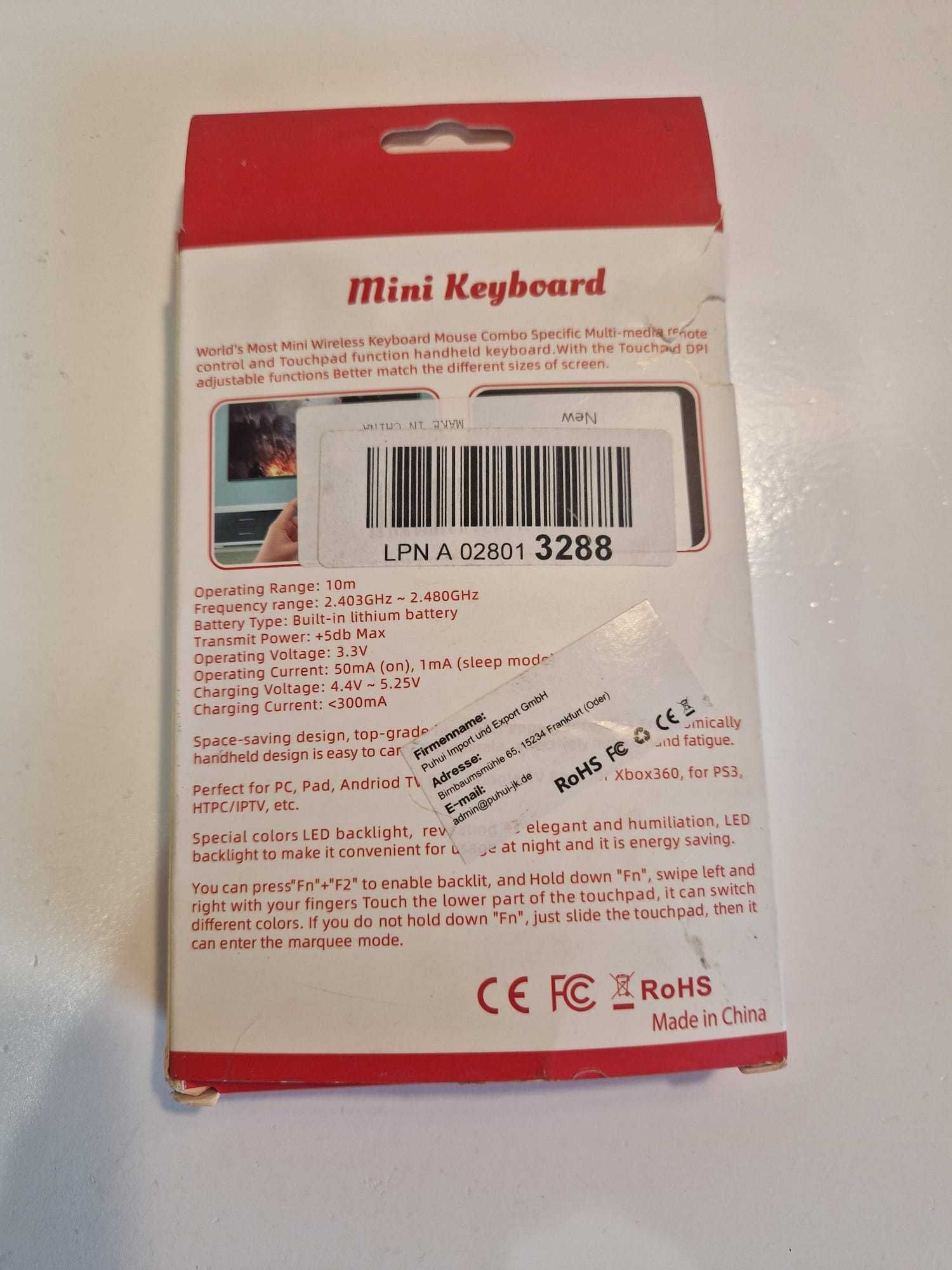 Bezprzewodowa mini klawiatura Bluetooth 2.4G - podświetlana
