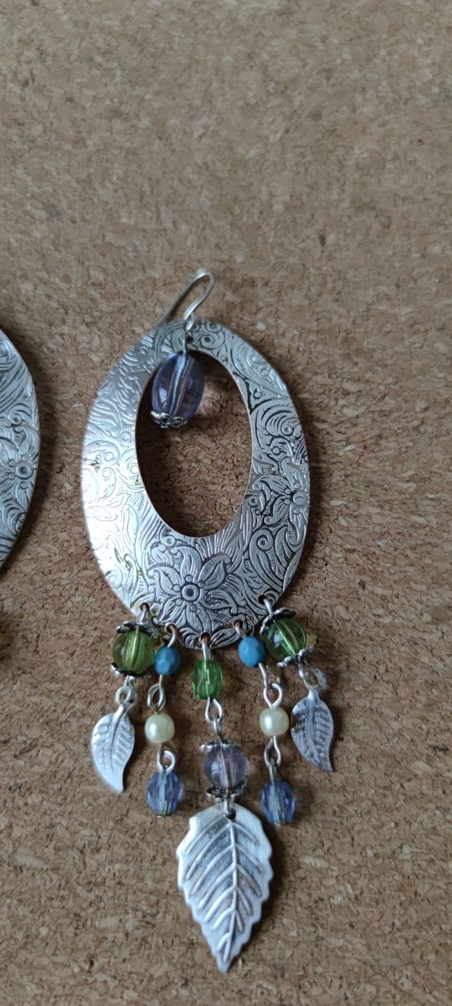 Kolczyki w kolorze srebrnym wiszące hippie boho etno style