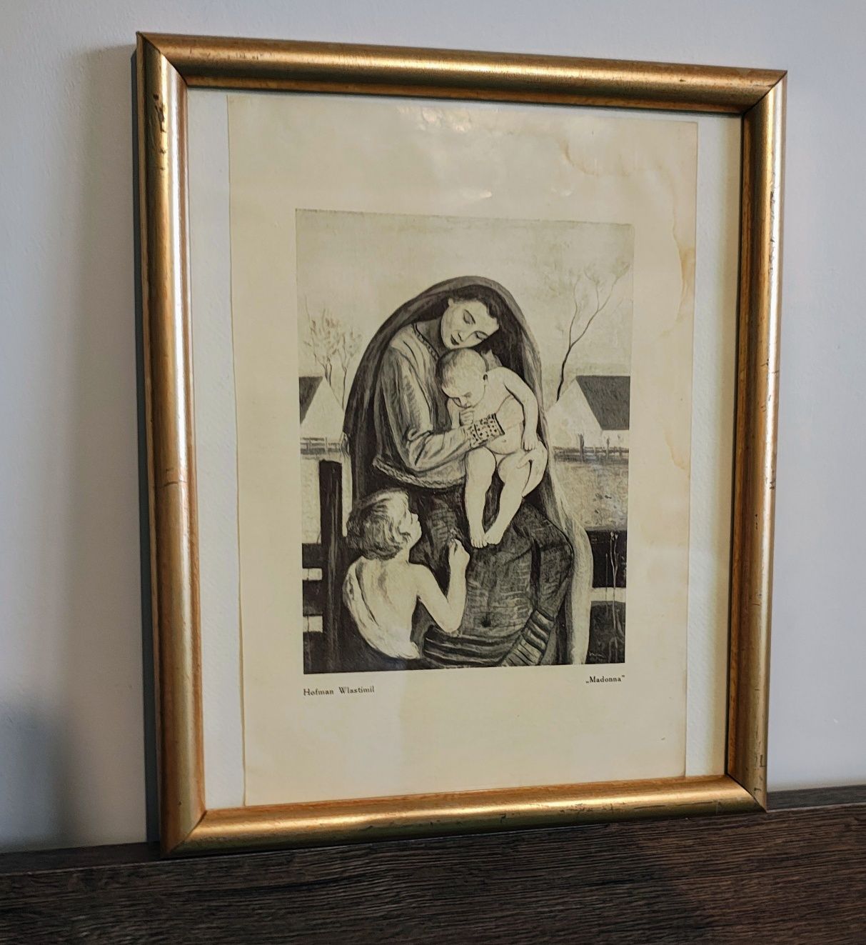 Stary Obraz 1934r Wlastimil Hofman grafika/druk z katalogu sztuki reli