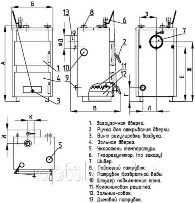 Твердопаливний котел КСТ-16 кВт ( від 80 до 160 м²)