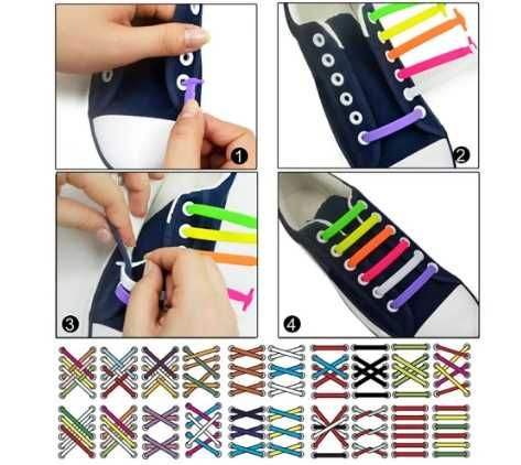 Шнурівки силіконові, різнокольорові від 4см