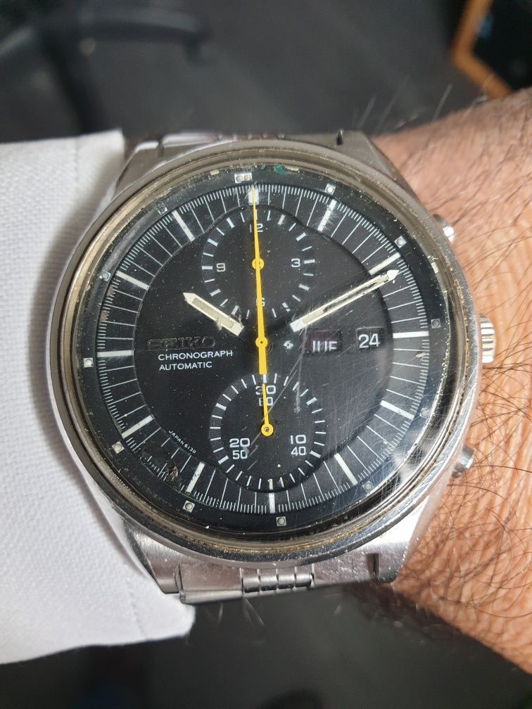 Relógio cronógrafo Seiko modelo Jumbo movimento 6138