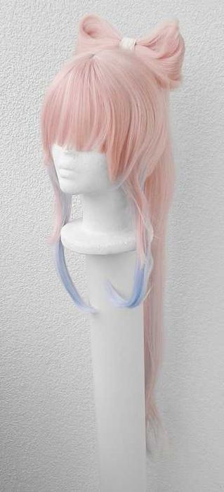 Kokomi Genshin Impact Cosplay wig peruka różowa brzoskwiniowa z kitką
