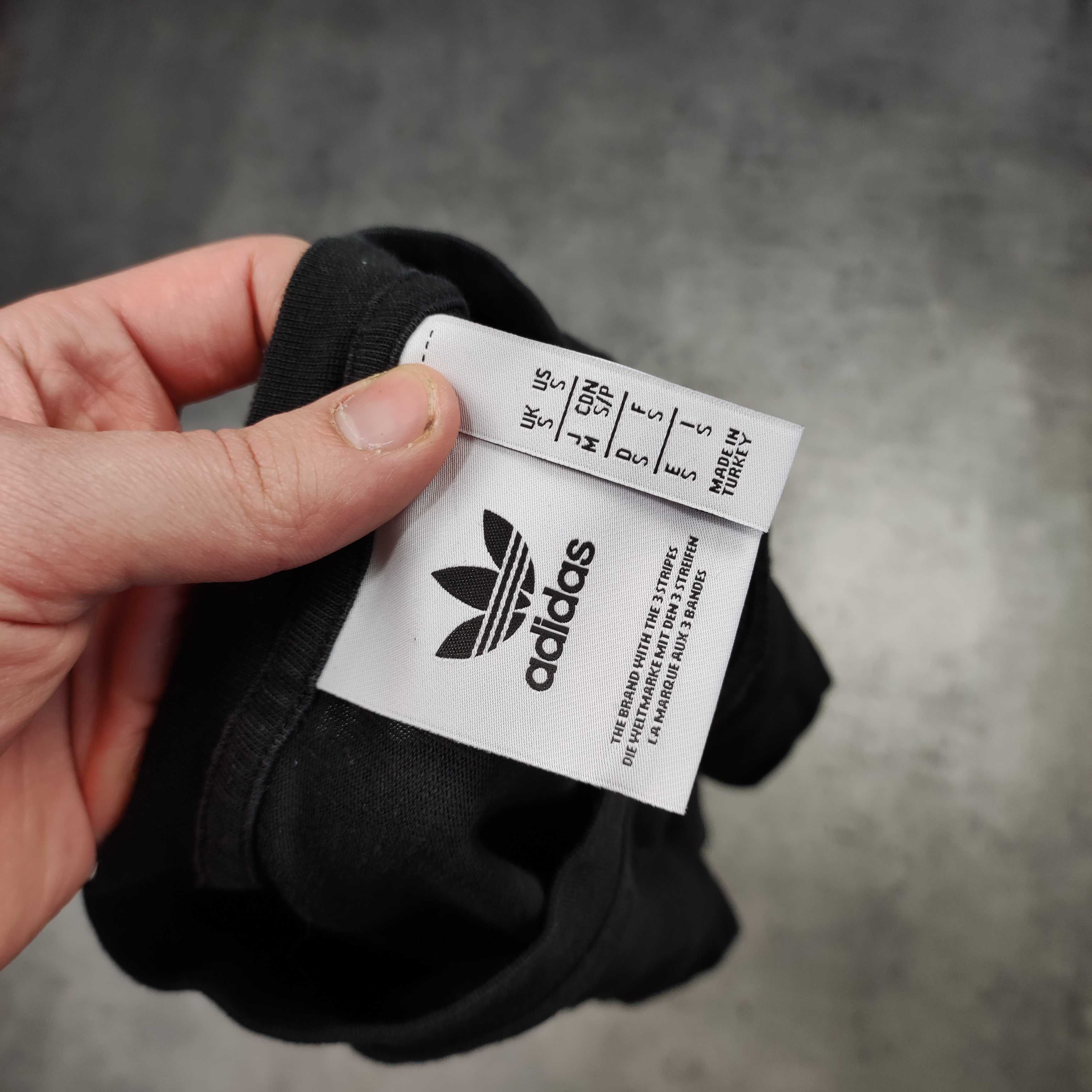 MĘSKA Klasyczna Czarna Koszulka Letnia Bawełna Adidas Center 3 Paski