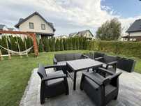 zestaw mebli ogrodowych Corfu – sofa 3-osobowa + 3 fotele + poduszki