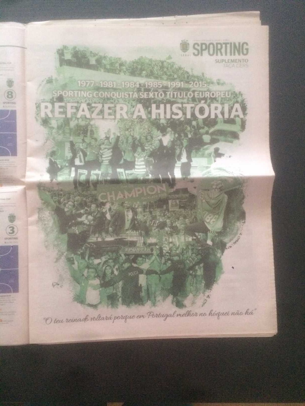 Hóquei em Patins - Jornal Sporting - Conquista da Taça Cers - 2017