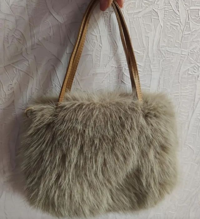 Nowa futrzana torebka listonoszka ciemny beż futerko kawa