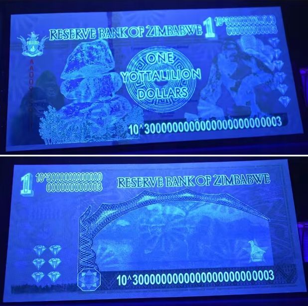Banknot kolekcjonerski 1 Jeden yottalilion dolarów Zimbabwe UV