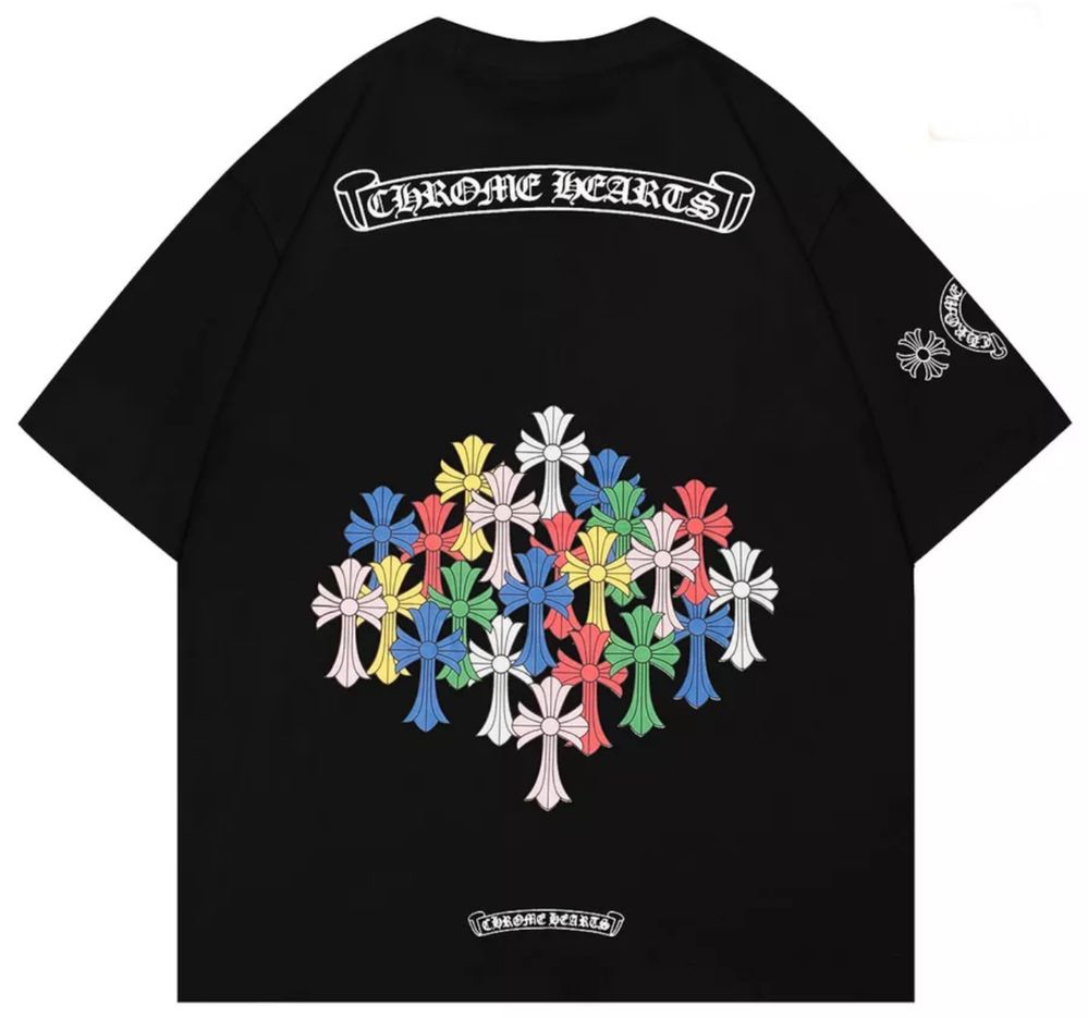 Футболки унисекс Chrome Hearts Logo Хит лета хром хартс черные белые