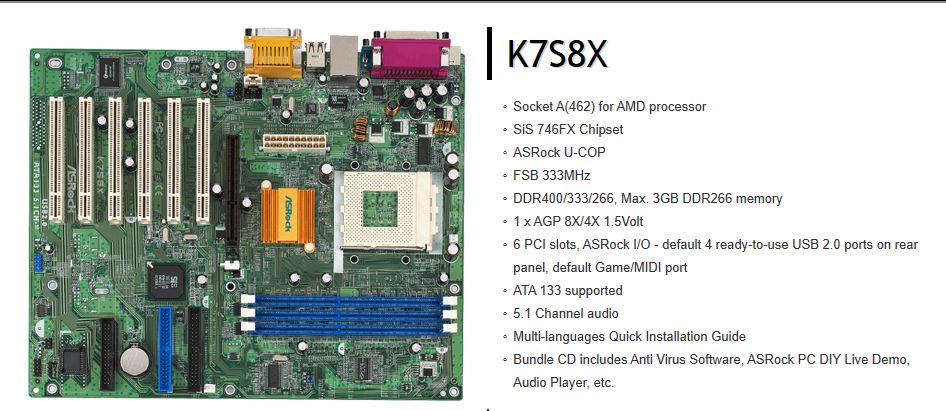 MotherBoard AsRock K7S8X Socket A (462)
