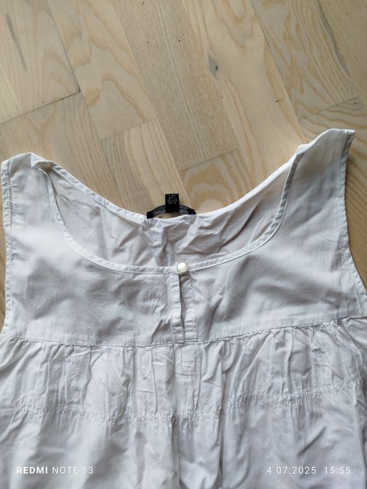 Biała bawełniana przewiewna cienka bluzka koszulka tunika lato letnia